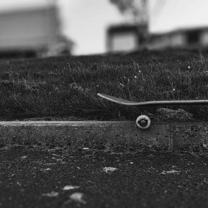 Skateboarding with glasses